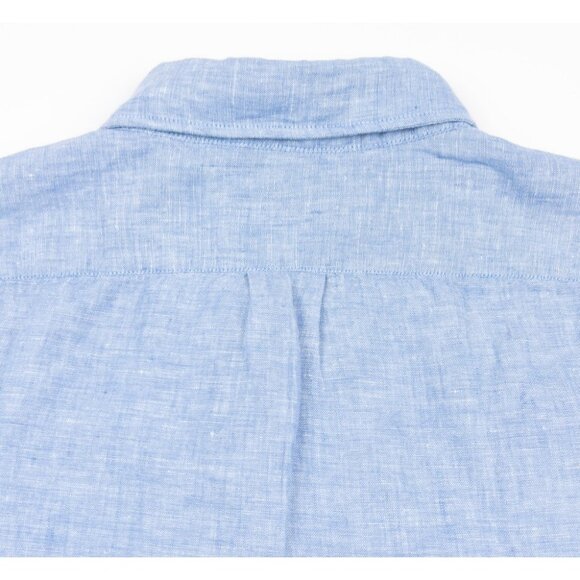 J. Crew Irish Linen Shirt Men's XL Classic Fit Baird McNutt Blue Short Sleeve - Picture 10 of 14